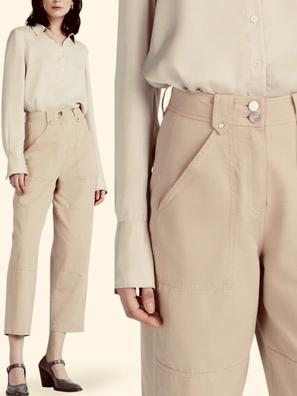 Derek Lam 10 Crosby utility ankle barrel pant 8 khaki tan baggy tappered